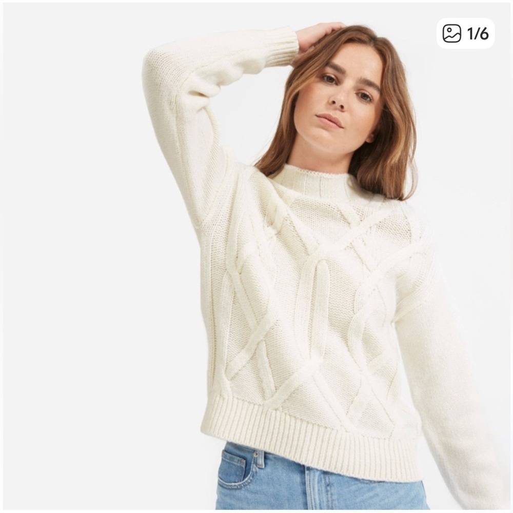 Everlane Ivory Cable Knit Sweater